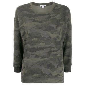 JAMES PERSE | Camouflage Print Scoop Neck Sweatshirt, Size S